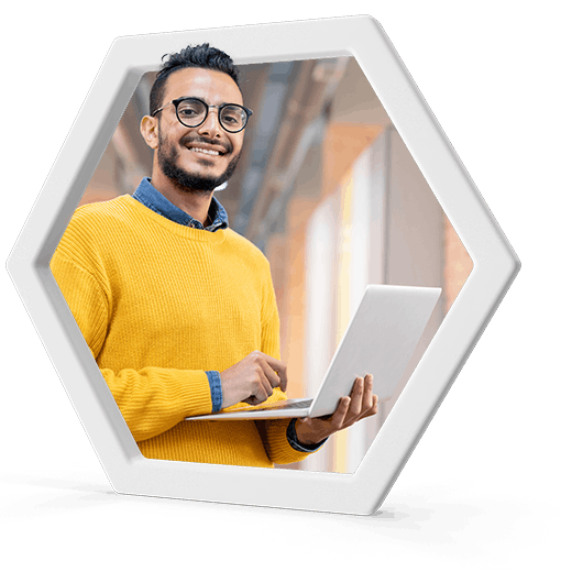 Digital marketing specialist using laptop glad they filled out the PPC management services form